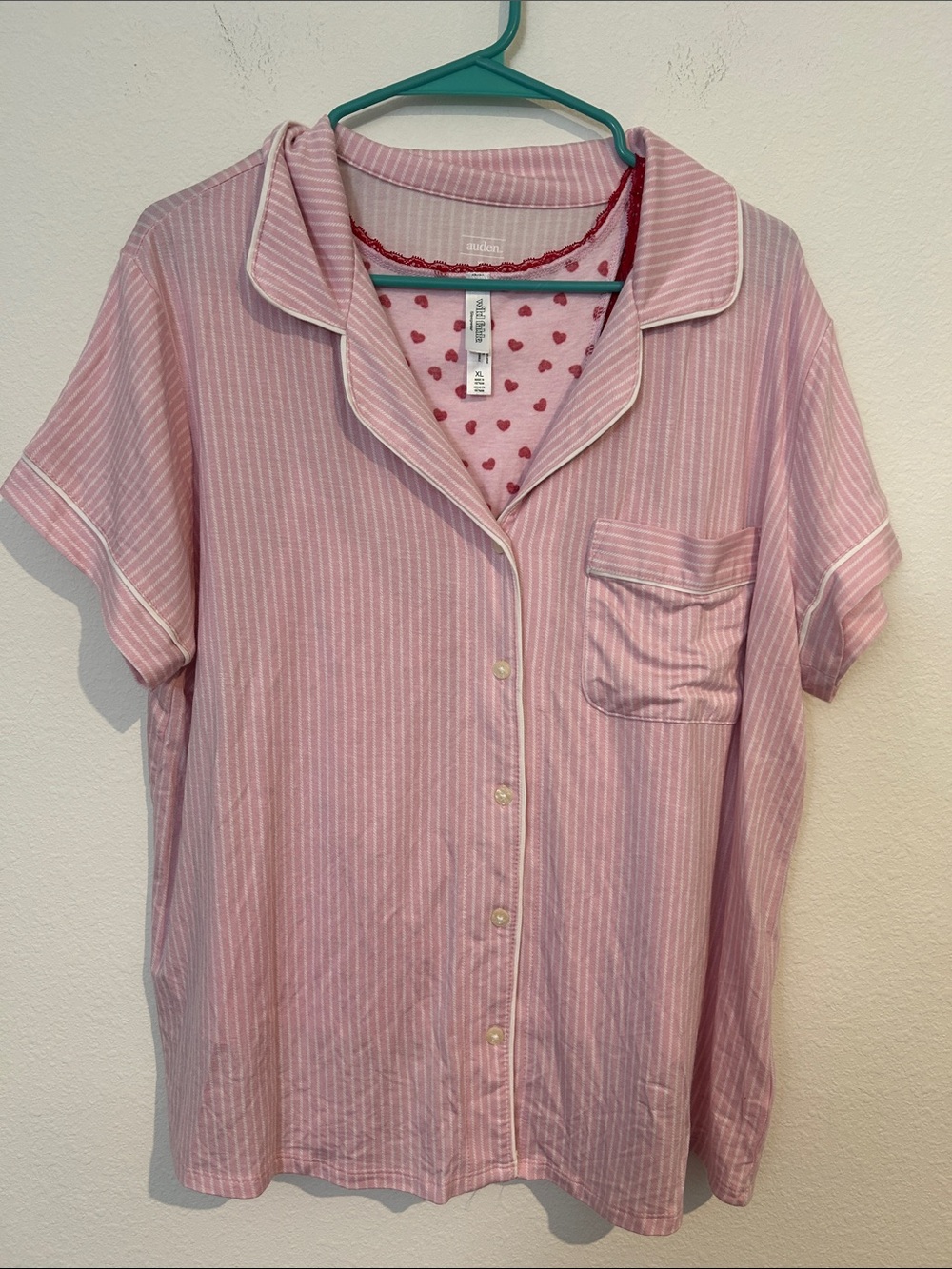 Auden & wild fable Pink & White Striped Short Sleeve Pajama Top